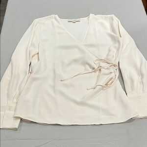 LOFT Cream Wrap Blouse
